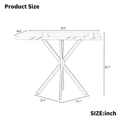 Square Dining Table Mid Century For 4-6 Space Saving Black