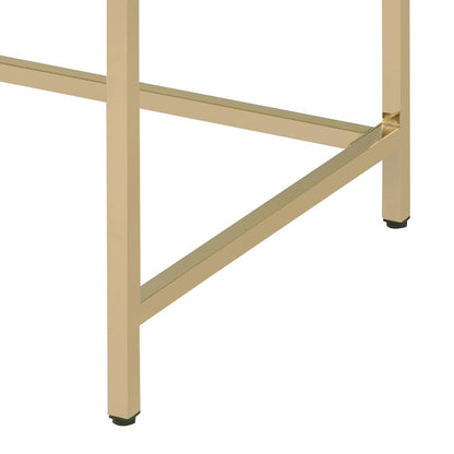 Contemporary White High Gloss Writing Desk with Gold Accents