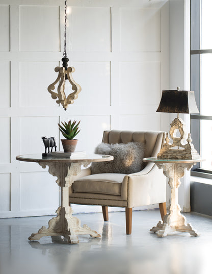 Farmhouse Wood & Iron One-Light Pendant Chandelier for Living Room or Foyer, Bulb Not Included, Cream