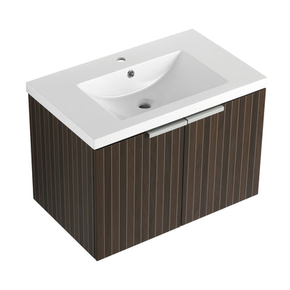 30-Inch Wall-Mounted Modern Bathroom Vanity with Eco-Friendly Resin Sink and Soft-Close Doors