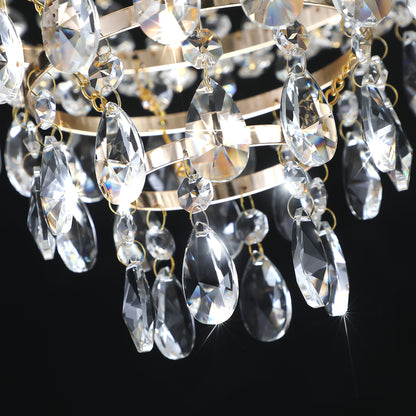Large Crystal Chandelier Ceiling Light, 10-Light 21.7in, Iron + K9 Crystal, Living Room Hallway Gold