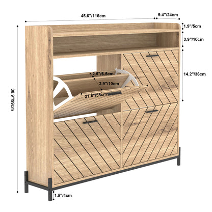 Modern Rustic Shoe Storage Cabinet with Flip Drawers