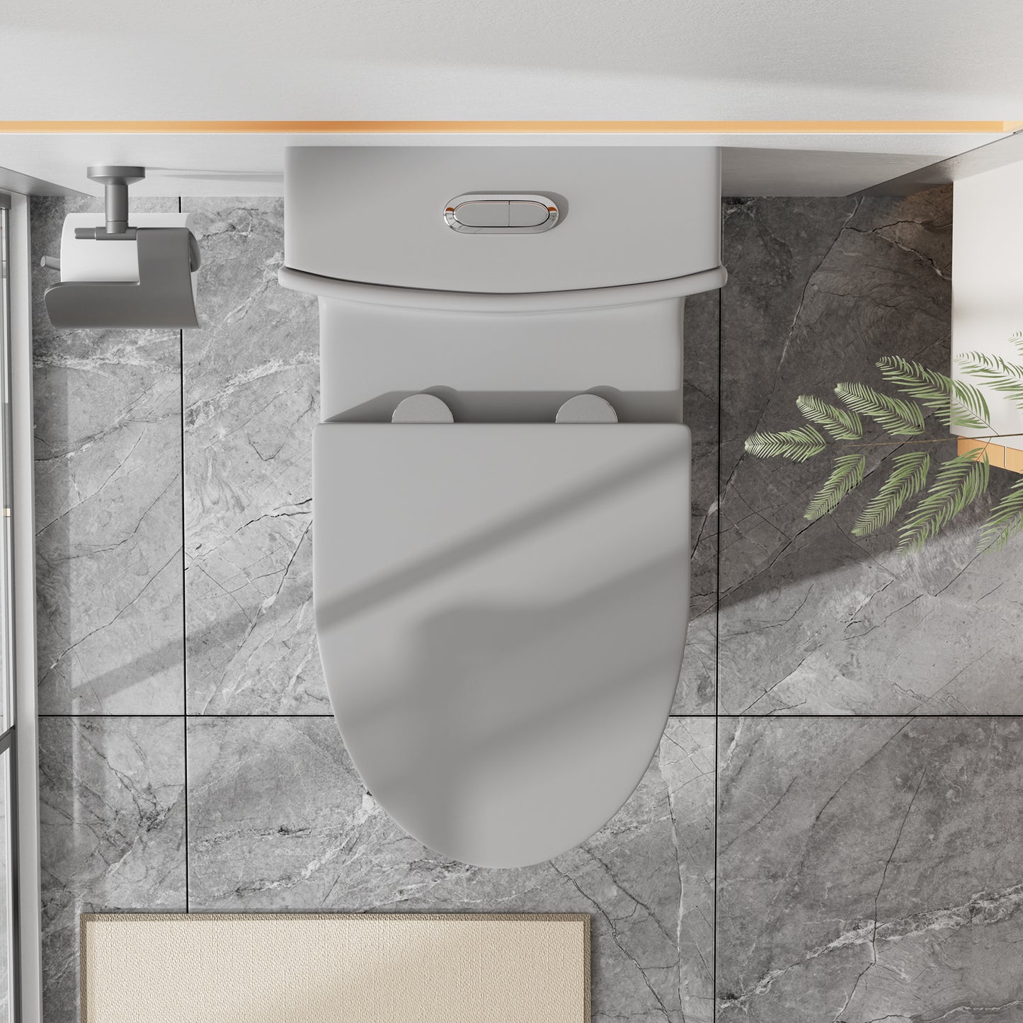 Matte Grey Modern Elongated Toilet with Dual Flush System and Soft-Close Seat