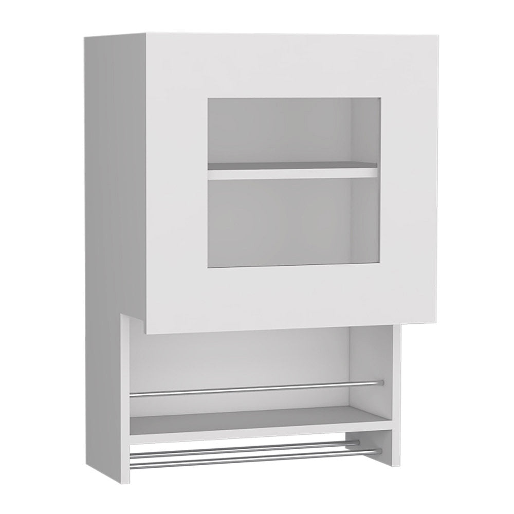 Papua White Wall Cabinet with Three Shelves for Versatile Home Use