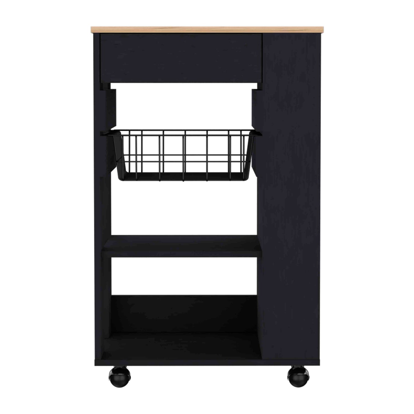 Multifunctional Kitchen Cart On Wheels Black And Light Oak