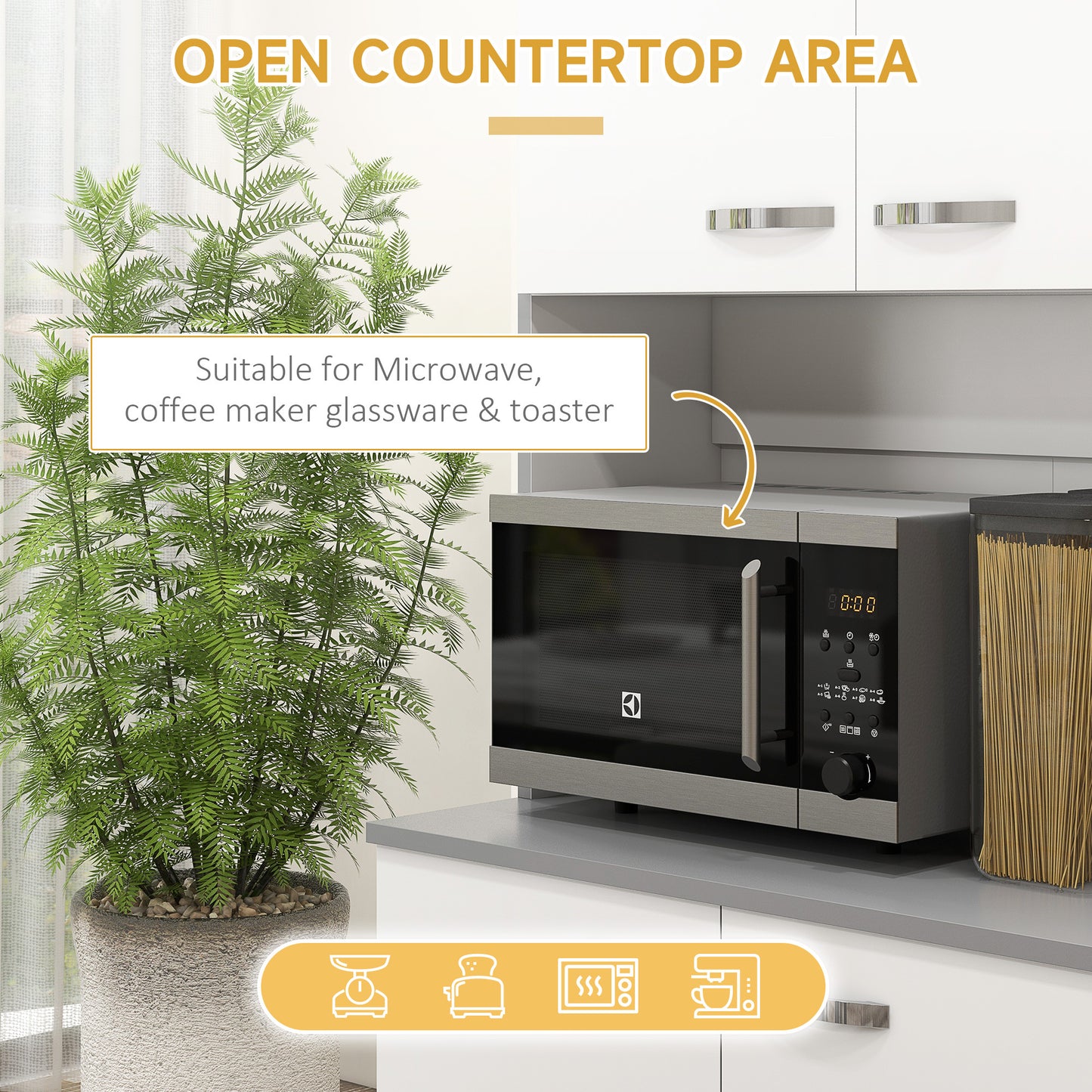 Elegant 71" White Freestanding Kitchen Buffet with Storage and Adjustable Shelves