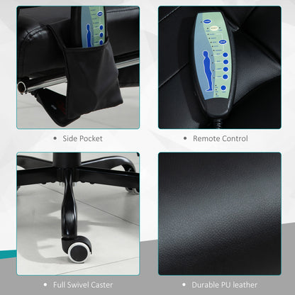 Vinsetto Ergonomic Massage Executive Chair with Adjustable Recline, Lumbar Support, and Footrest - Black Faux Leather