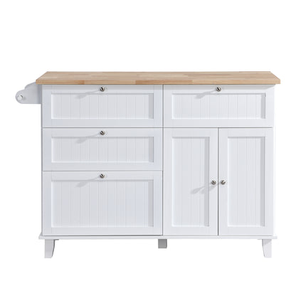 Rustic White Farmhouse Kitchen Island Set with Drop Leaf, 2 Stools, and Ample Storage