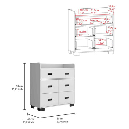 Modern White Alyn Dresser with Four Drawers and Superior Top