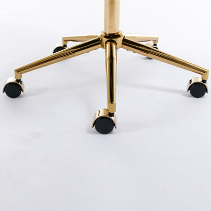 Elegant Beige Velvet Office Chair with Golden Base and Adjustable Recline, Swivel Desk & Vanity Chair