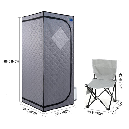 Full-Size Portable Steam Sauna Tent for Home Spa, 1000W, Fast Heating, Easy Assembly, FCC Certified, Grey