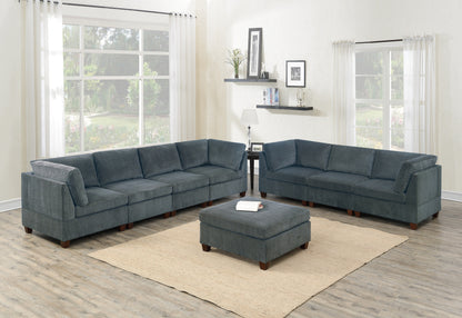 8-Piece Modular Sofa Set for Living Room with Corner Wedges & Ottoman, Chenille Upholstery, Plywood Grey