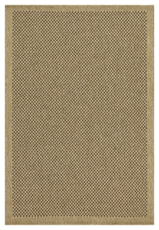 Indoor/Outdoor Flatweave Area Rug, 7'3 x 5'3, Durable Polypropylene, Stain-Resistant, Natural Light Brown