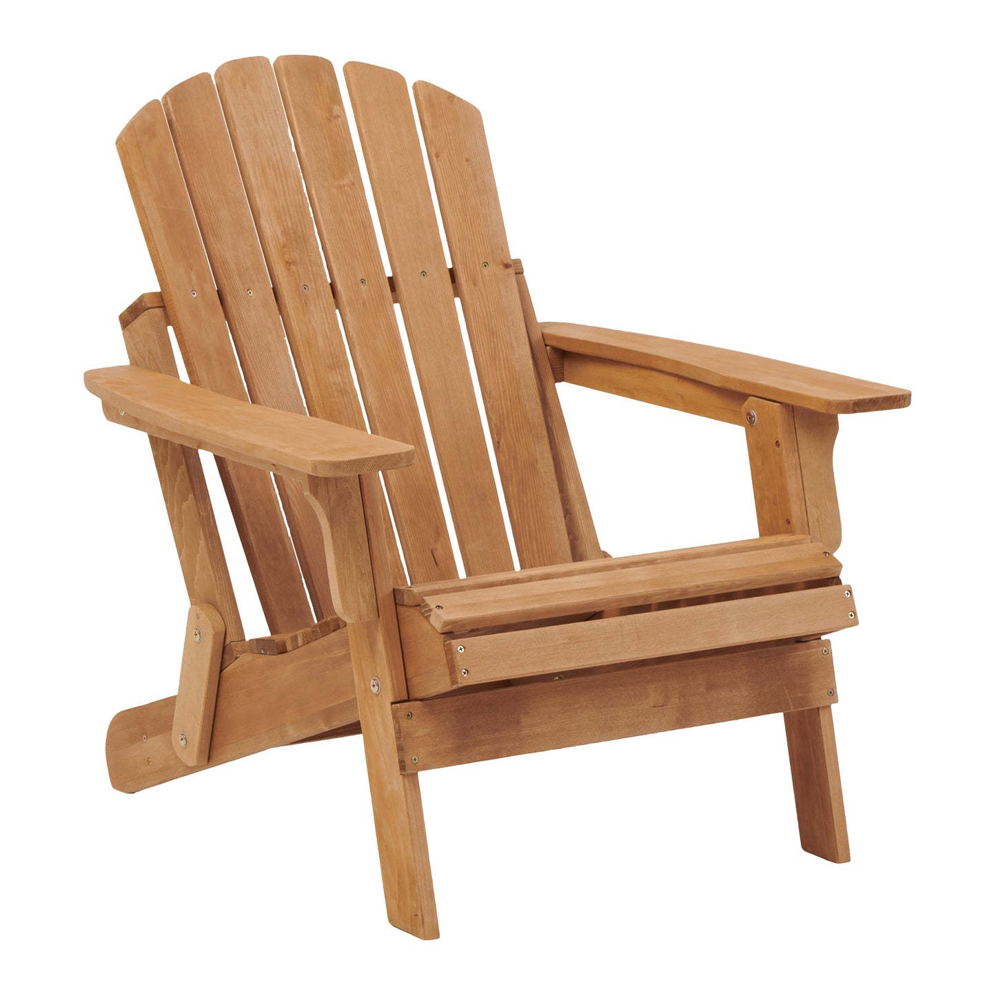 Oversize Folding Adirondack Chair for Outdoor Patio in Hemlock Wood with Preassembled Backrest and Seatboard Light Brown