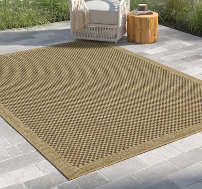Indoor/Outdoor Flatweave Area Rug, 7'3 x 5'3, Durable Polypropylene, Stain-Resistant, Natural Light Brown