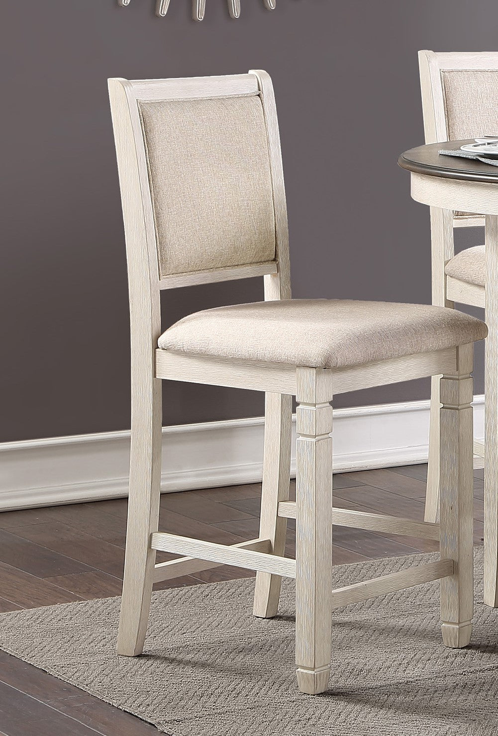 Counter Height Dining Set With Shelves Antique White Finish