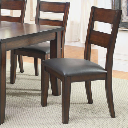 Solid Wood Dining Chairs Set of 2, Transitional, Padded Leatherette, Ladder Back, 19.25W x 39.25H, Dark Cherry