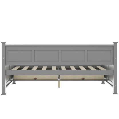 Elegant Twin Size Daybed with Spacious Drawers, X-Frame Design, Modern Rustic Appeal in Gray