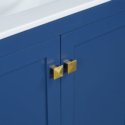 30-Inch Elegant Blue Bathroom Vanity with Ceramic Sink, Stylish Storage Cabinet Featuring Soft-Close Doors and Multifunctional Drawers