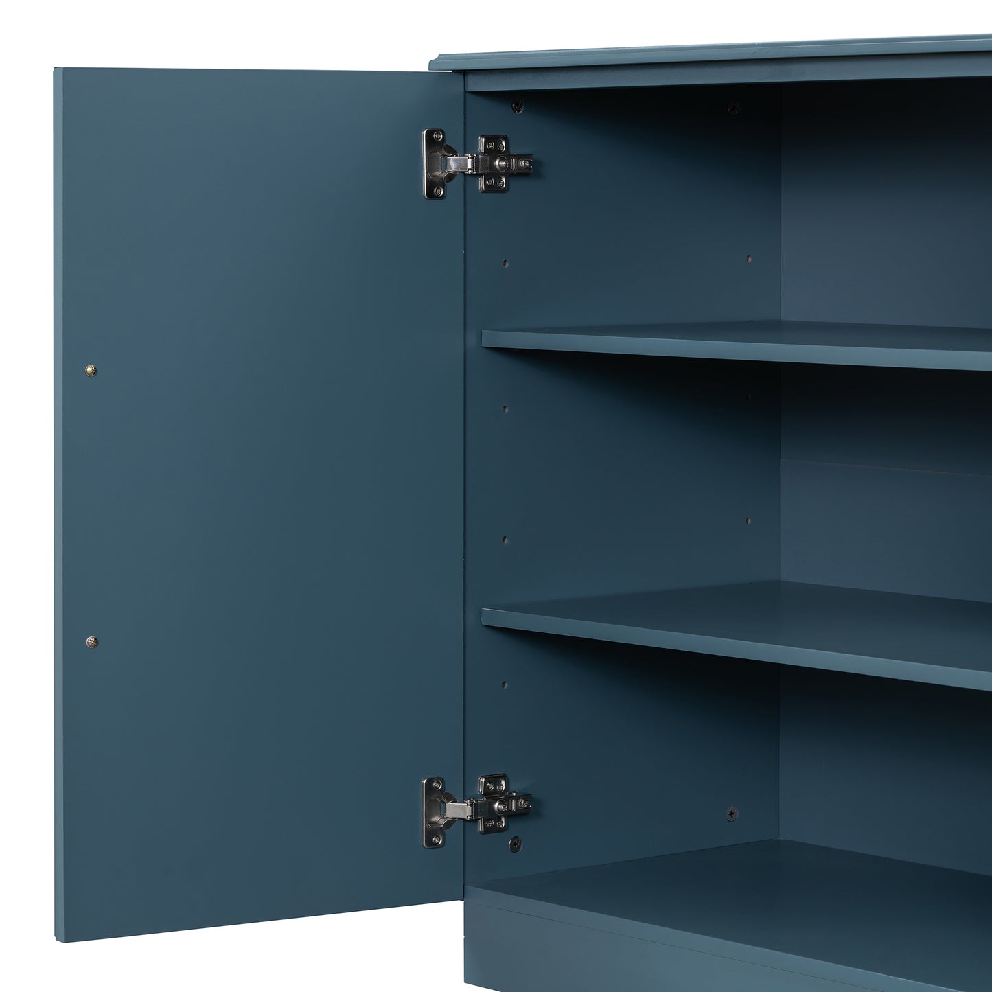 TREXM Sideboard with 4 Doors Large Storage Space Buffet Cabinet with Adjustable Shelves and Silver Handles for Kitchen, Dining Room, Living Room (Antique Blue)