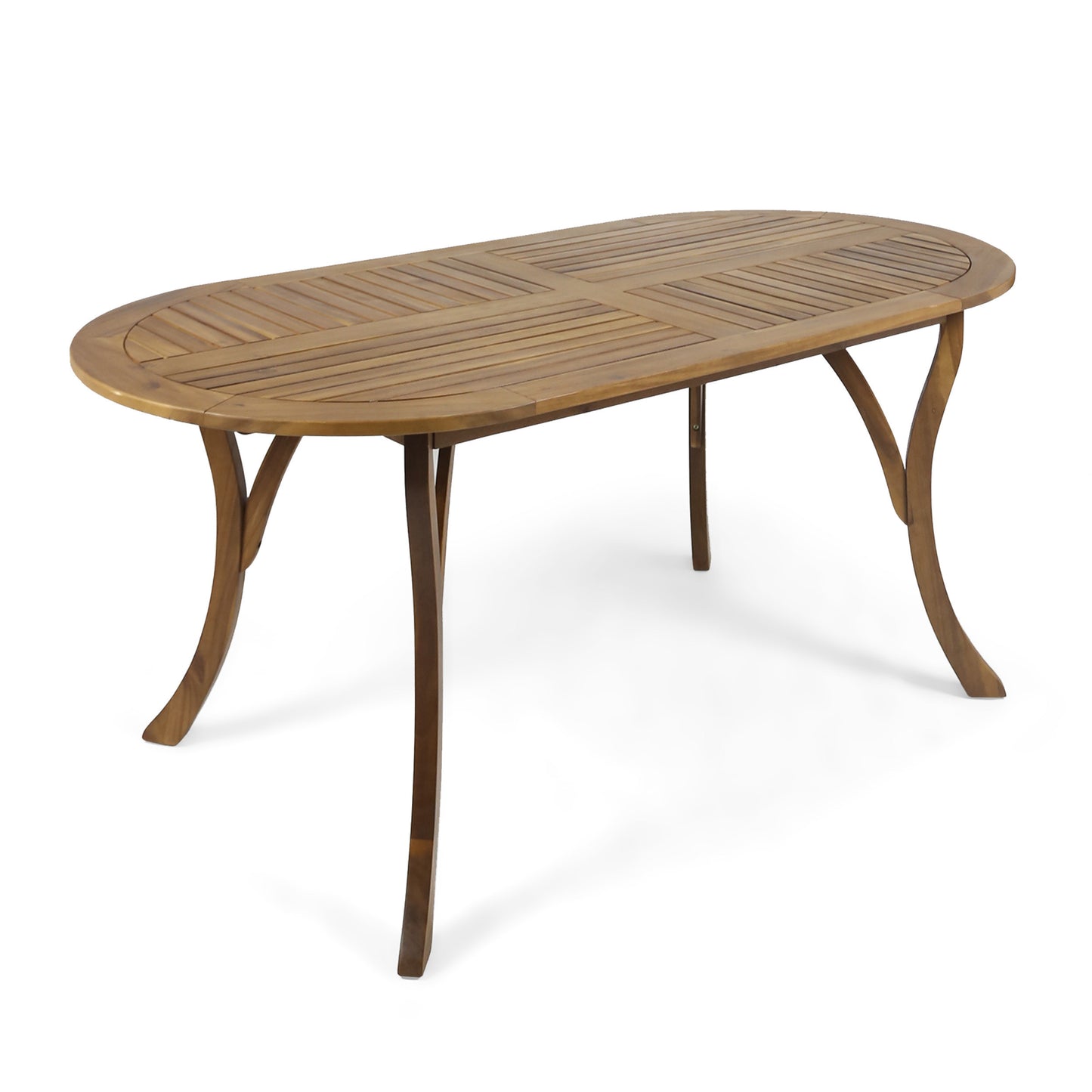Acacia Wood 70in Outdoor Dining Table For Patio Teak Finish