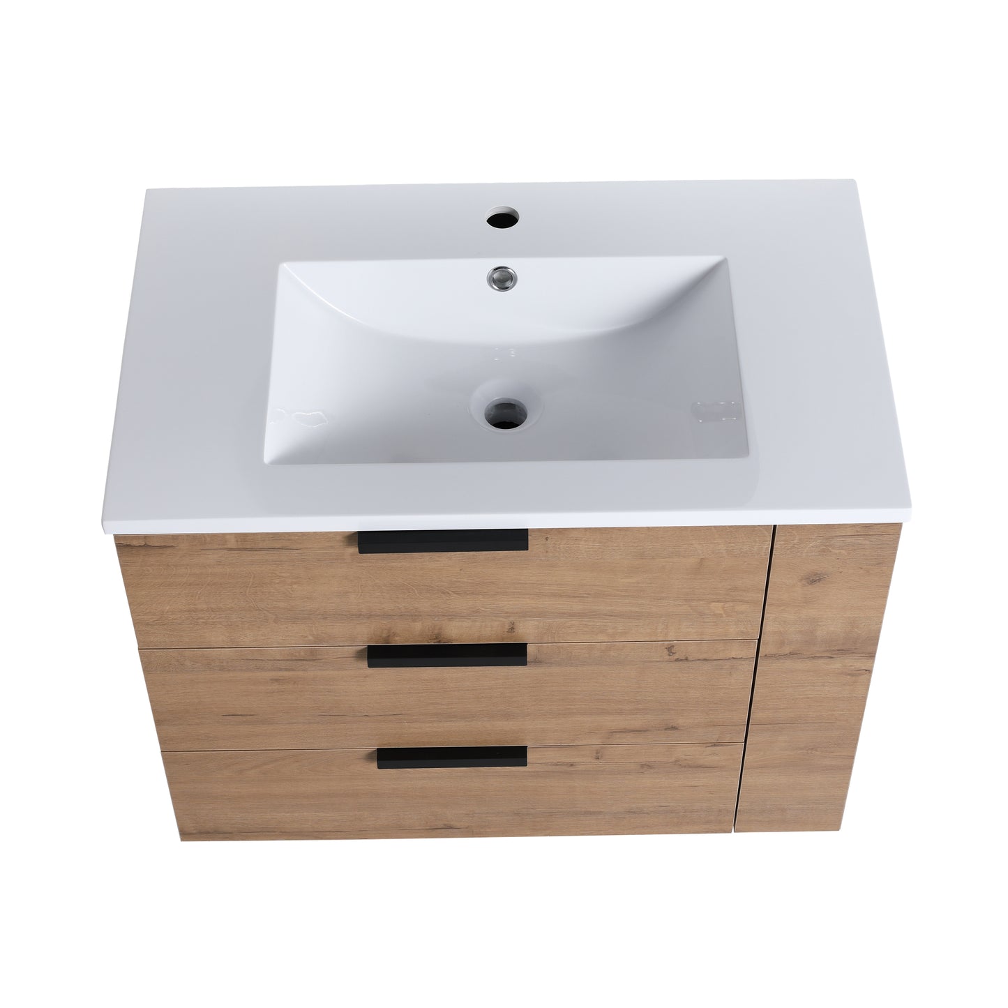 30-Inch Modern Wall-Mounted Bathroom Vanity with Soft Close Drawers and Adjustable Side Shelf