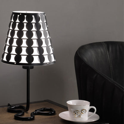 16-Inch Geometric Metal Table Lamp with Clover Base, Inline Switch, 120V E26 Bulb Compatible, Black