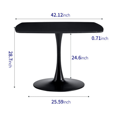 Round Dining Table 42in Pedestal MDF Seats 4 6 Matte Black