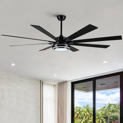 72-Inch Smart LED Ceiling Fan with Remote, App & Voice Control, 6-Speed, Reversible, Matte Black