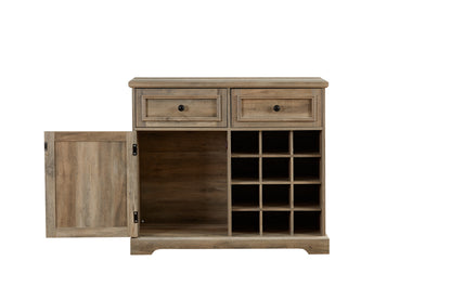 Rustic Farmhouse Sideboard With Gray Wash And Wine Rack