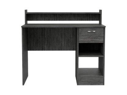 Smokey Oak 2-Shelf Writing Desk with Drawer and Decorative Hutch