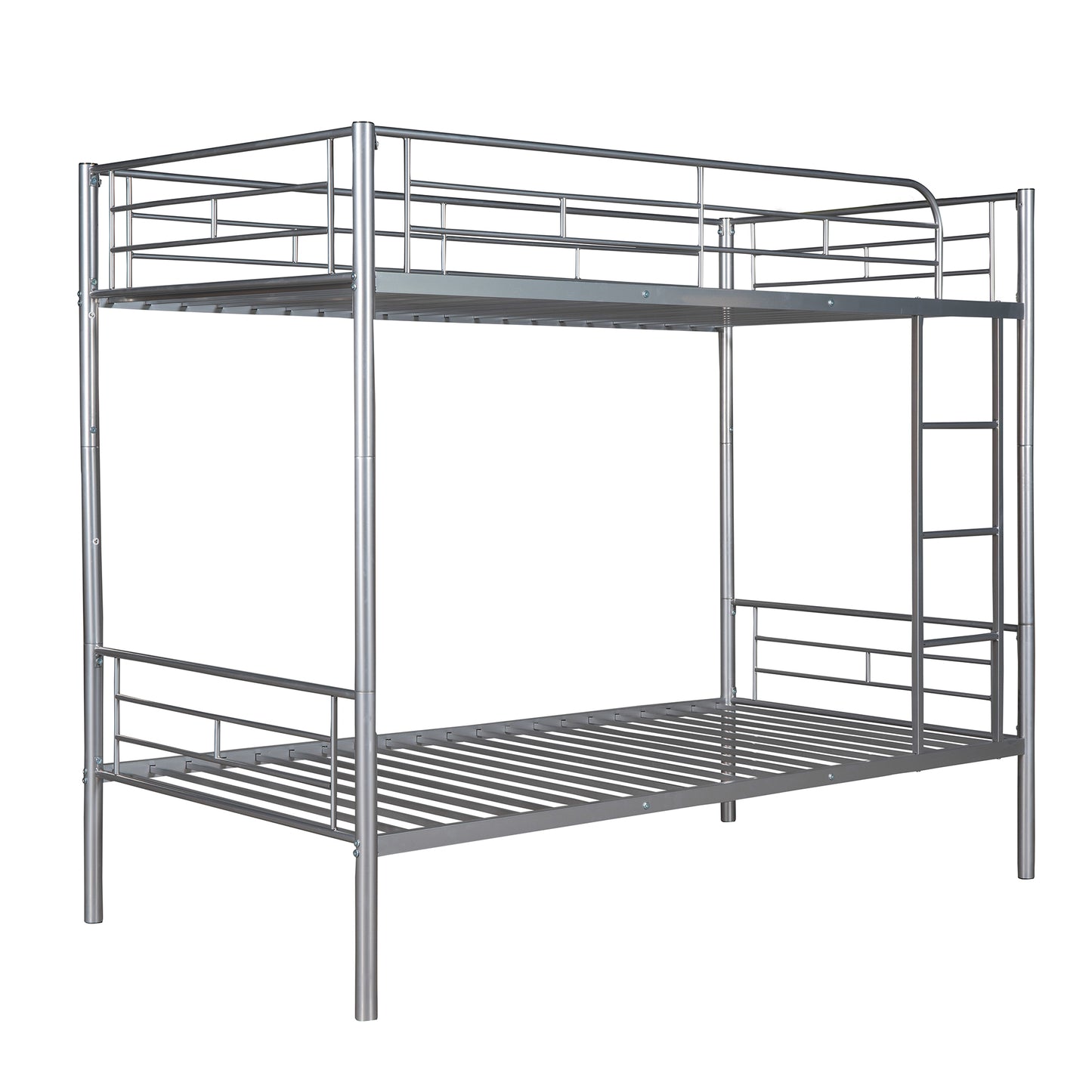 Contemporary Silver Twin Over Twin Metal Bunk Bed