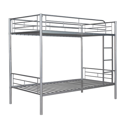 Contemporary Silver Twin Over Twin Metal Bunk Bed