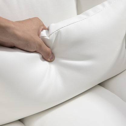 Luxurious White PU Leather Ergonomic Office Chair with Reclining Function, Footrest, and Lumbar Support