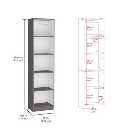 Modern 2-Piece Living Room Bookcase Set with 9 Versatile Shelves in Matt Gray & White