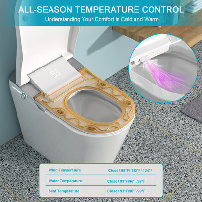 High-Tech Smart Bidet Toilet with Auto Open/Close, Heated Seat, Foot Sensor Flush, LED Control, and Night Light Features