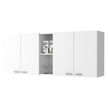 Winslow 59" Modern Wall Cabinet with Four Doors and Two Shelves for Kitchen Storage