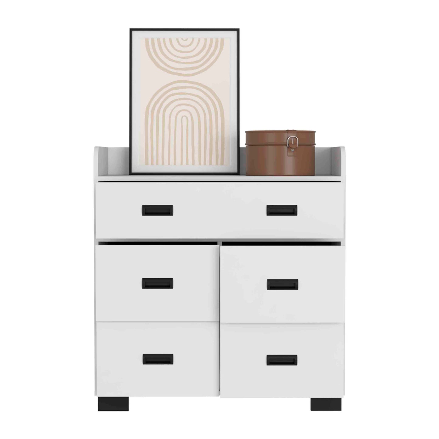 Modern White Alyn Dresser with Four Drawers and Superior Top