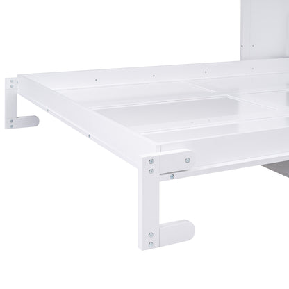 Versatile Queen Murphy Bed with Integrated Shelf in White