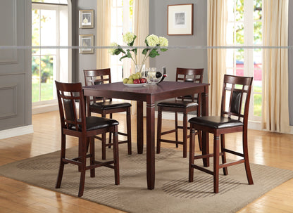 Counter Height Dining Set 5Pc Eyelet Back Cherry Finish