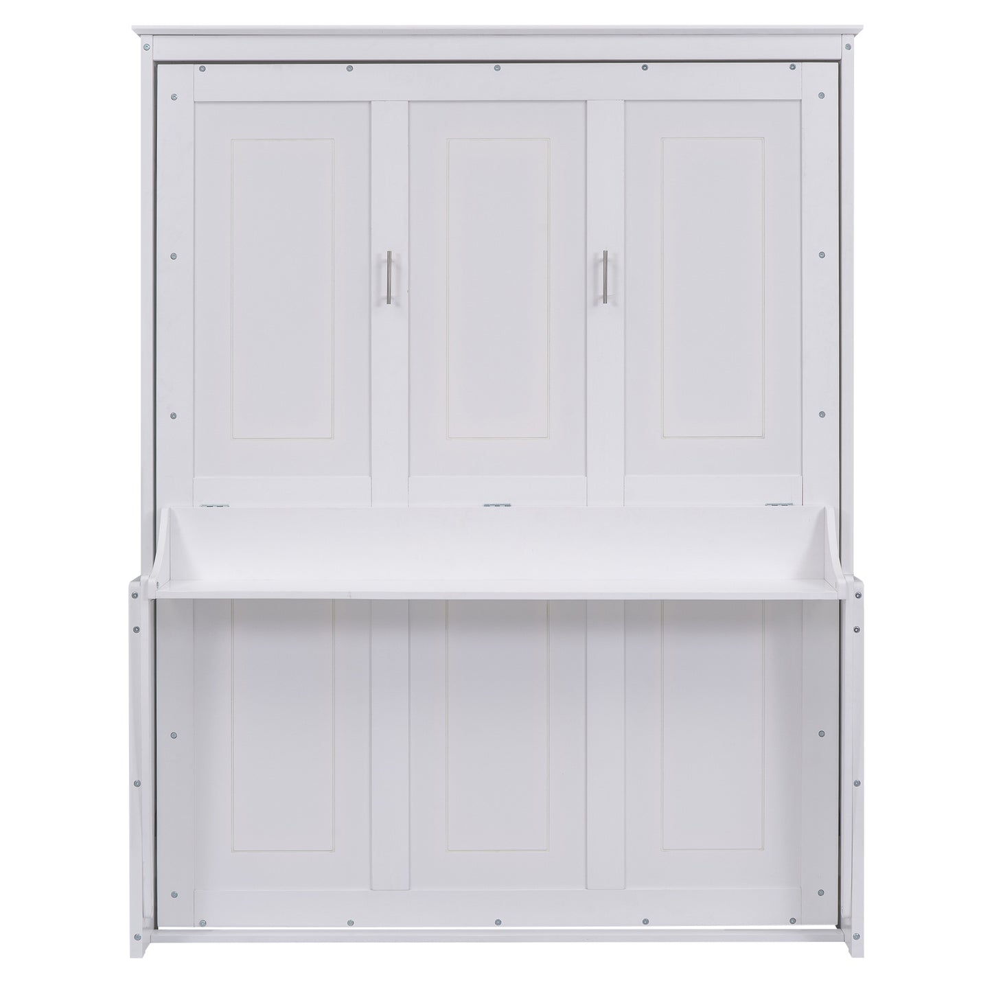 Versatile Queen Murphy Bed with Integrated Shelf in White