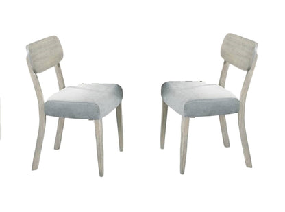 Solid Rubberwood Dining Chairs, 2-Pack, Fabric Cushioned Seats, Dining Room, Natural Wood Grain Color