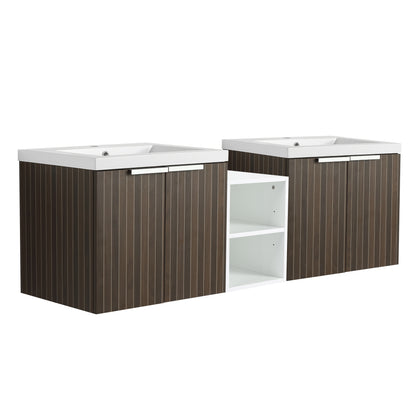 60-Inch Modern Bathroom Vanity with Soft Close Doors and Dual Sink - Eco-Friendly Design with Ample Storage Shelves