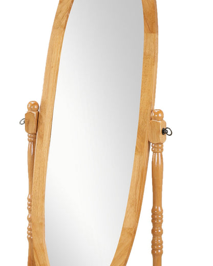 Elegant Oak Finish Cheval Mirror in Traditional Queen Anna Style