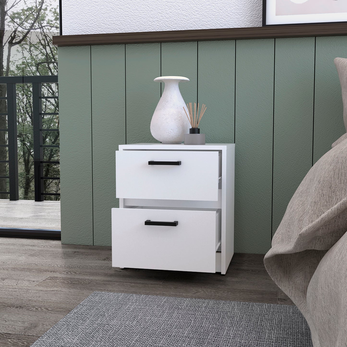 Augusta Floating Nightstand with 2-Tier Shelf and 1-Drawer