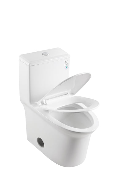 Elongated Comfort Height One-Piece Toilet with Quiet Dual-Flush System, CUPC & WaterSense Certified, White Ceramic, Soft Close Seat