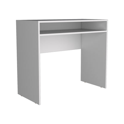 Modern 35" Rectangular Writing Desk with Open Shelf for Versatile Use