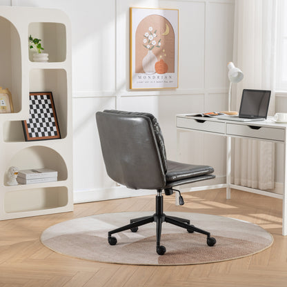 Bizerte Height-Adjustable Swivel Criss-Cross Office Chair with Wide Seat - Gray Vanity & Office Chair