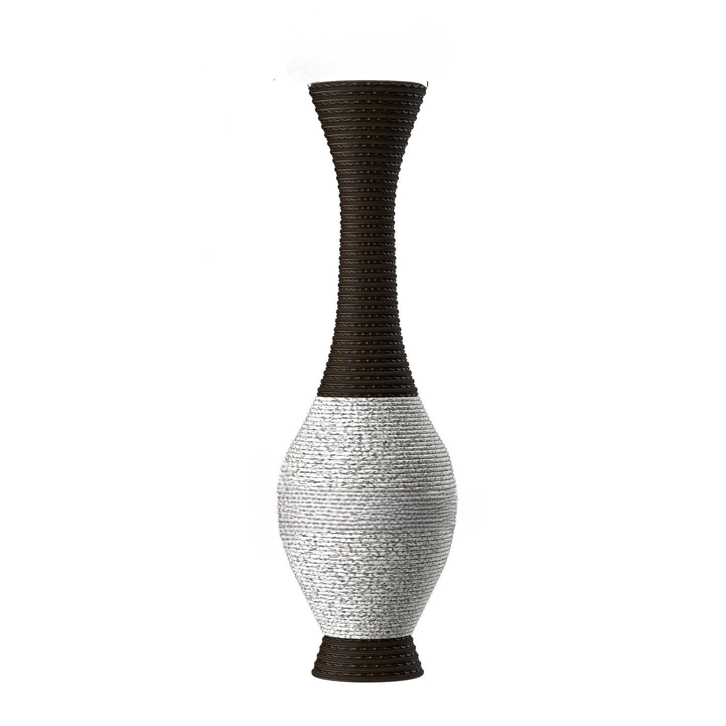 39-Inch Tall Floor Vase with Artificial Rattan for Living Room and Entryway, White and Black