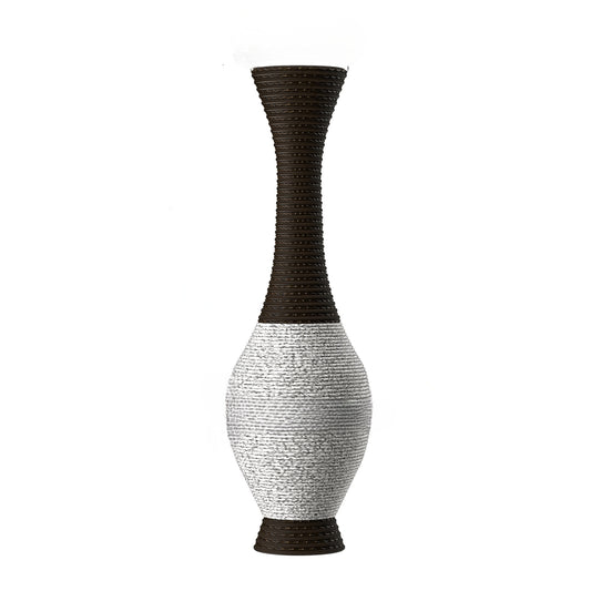 39-Inch Tall Floor Vase with Artificial Rattan for Living Room and Entryway, White and Black
